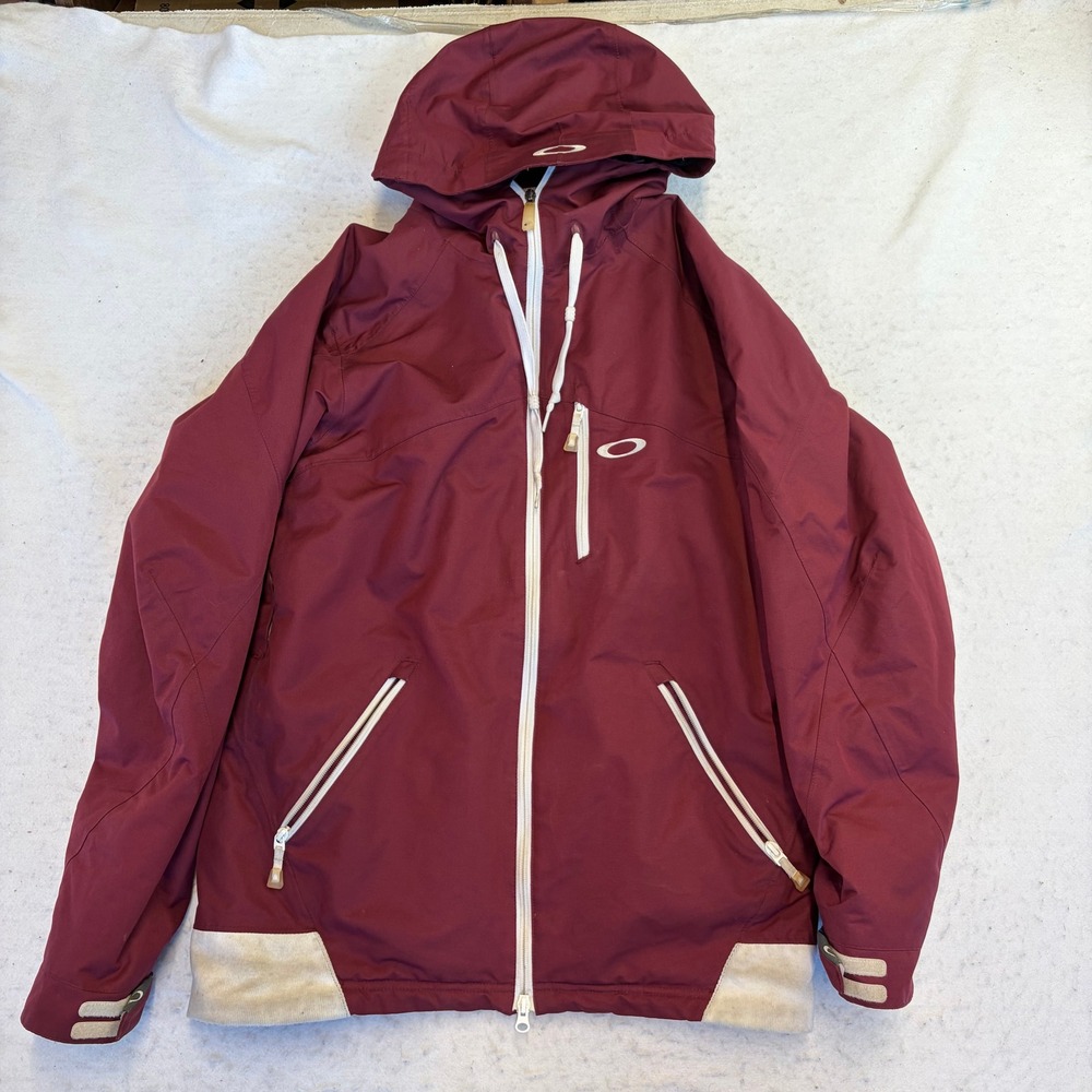 Oakley Ski Snowboard Jacket Mens Size Medium Maroon Hooded Loose Fit